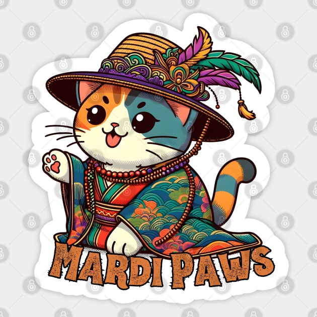 Mardi Gras cat Sticker by Japanese Fever